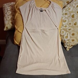 SHEIN Tan Asymmetrical Backless Sleeveless Dress